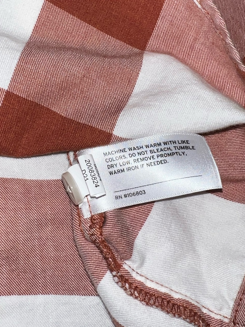 Duluth Peasant Blouse Rust & White Gingham Button Front Long Sleeve Top Size S - Picture 8 of 9